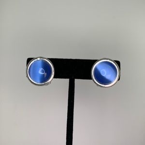 Faux star sapphire clip on earrings